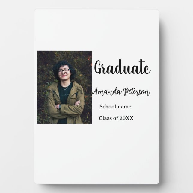 Classic graduation add photo name class year schoo plaque (Front)