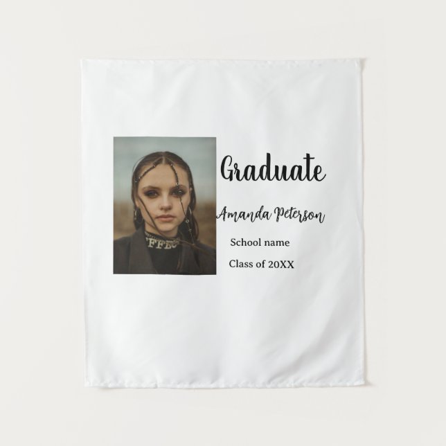Classic graduation add photo name class year schoo tapestry (Front)