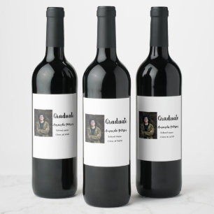 Classic graduation add photo name class year schoo wine label