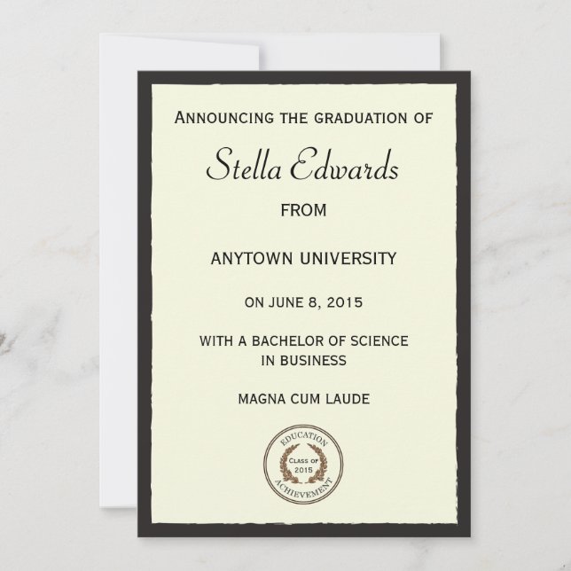 Classic Graduation Announcement (Front)