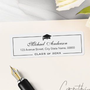 Classic Graduation Cap Graduate Address Return Address Label