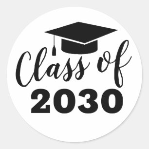 Classic Graduation Class of Year Party Favour Blac Round Sticker