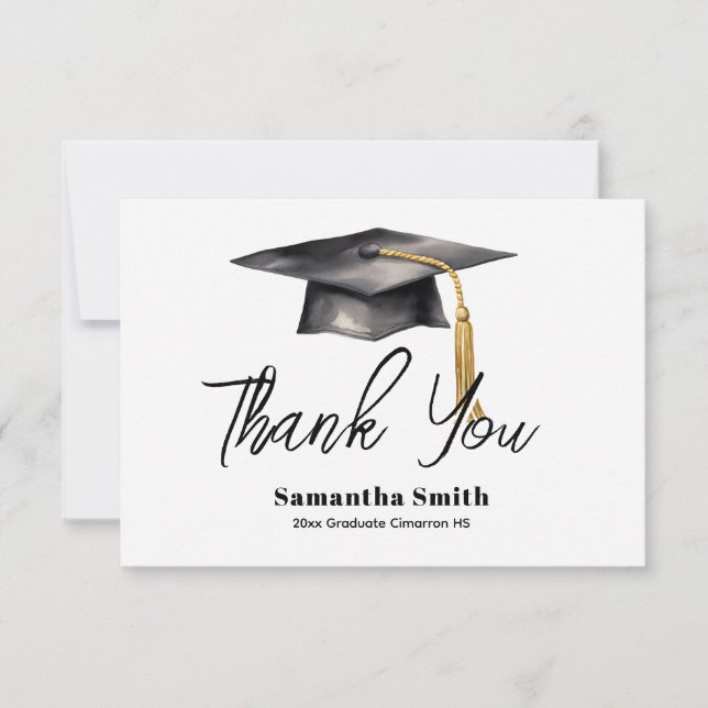 Classic Graduation Party Flat Thank You Card (Front)