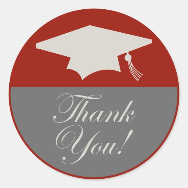 Classic Graduation Thank You Label (Maroon) (Front)
