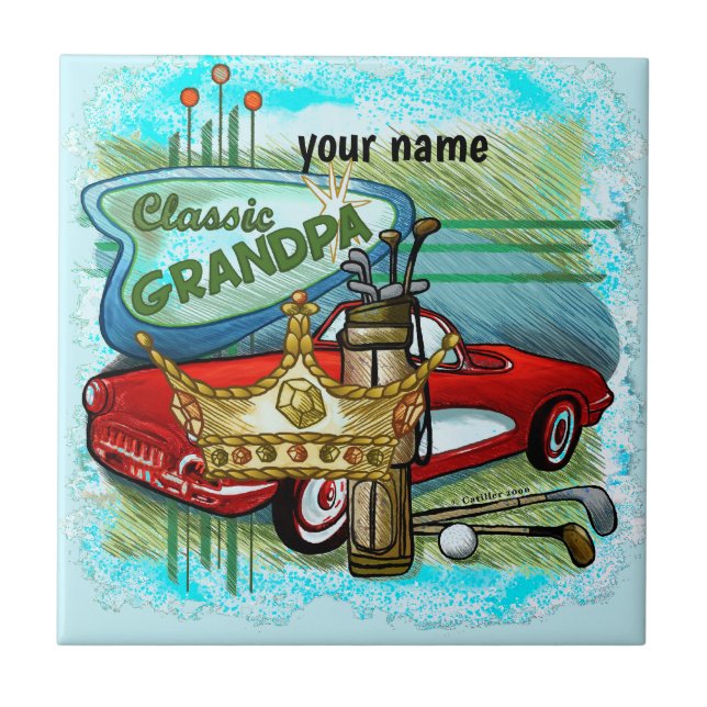 Classic Grandpa  Ceramic Tile (Front)