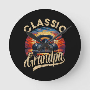 Classic Grandpa Funny Saying Car Lover Men Dad Pap Round Clock
