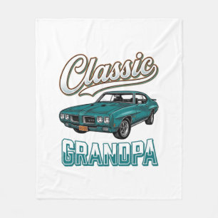 Classic Grandpa Vintage Car T-Shirt Design_1 Fleece Blanket