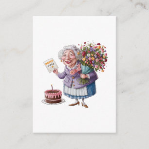 Classic Granny Bday with Giant Flowers Enclosure Card