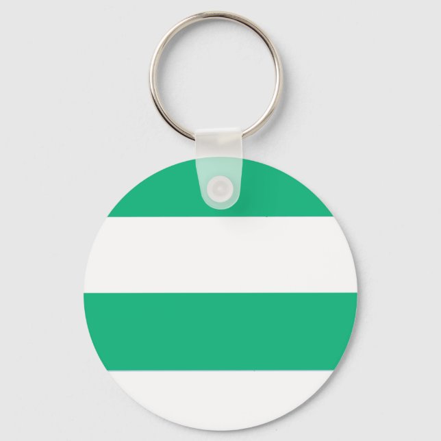 Classic Grass Green and White Striped Pattern Key Ring (Front)