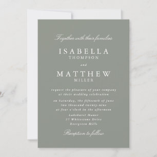 Classic Gray Green Wedding Invitation