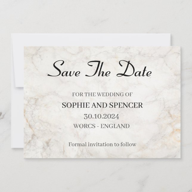 Classic Gray Marble Save The Date (Front)