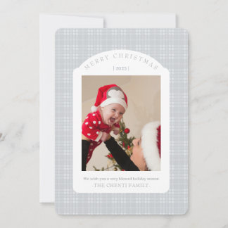 Classic Gray Plaid Christmas Card