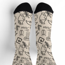 Classic Greco-Roman Line Art Socks: Timeless Elega