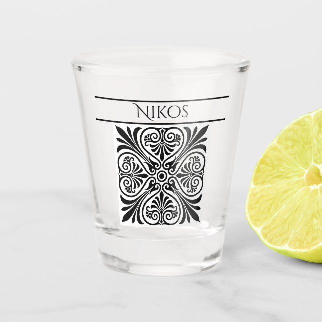Classic Greek Inspired Personalized  Shot Glass (Front)