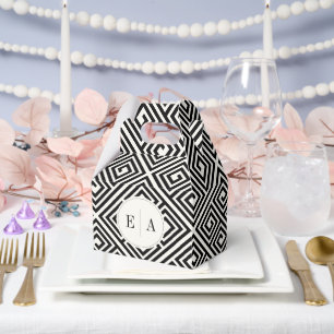 Classic Greek Key Black & White Geometric Wedding Favour Box