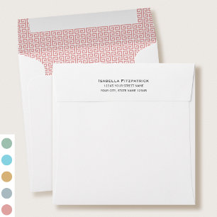 Classic Greek Key Pattern Return Address Pink Envelope