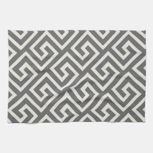 Classic Greek Key Repeating Pattern Tea Towel