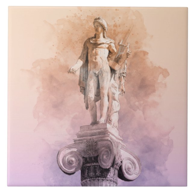 Classic greek statue of Apollo Ceramic Tile (Front)