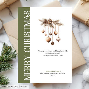 Classic green and gold Christmas greeting card