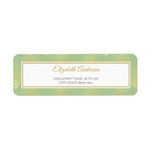 Classic Green and Gold Geometric Pattern and Name Return Address Label