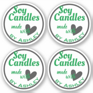 Classic Green and Grey Heart on White Soy Candles
