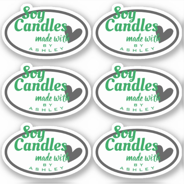 Classic Green and Grey Heart on White Soy Candles (Front)