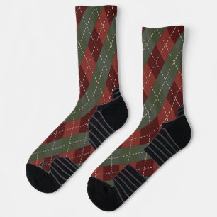 Classic Green and Red Argyle Athletic Performance  Socks