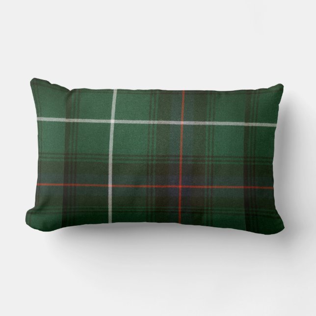 Classic Green and Red Plaid Lumbar Cushion (Front)