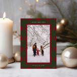 Classic Green and Red Plaid Merry Christmas photo Holiday Card<br><div class="desc">Send your Christmas wishes with this classic green and red plaid holiday card. Personalise by adding a photo,  name,  holiday greeting,  and year.</div>