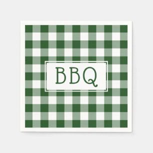 Classic Green and White Gingham Pattern BBQ Party Napkin