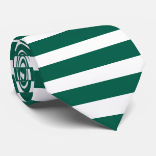 Classic Green And White Horizontal Striped Tie