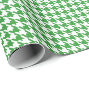 Classic Green and White Houndstooth Pattern Wrapping Paper