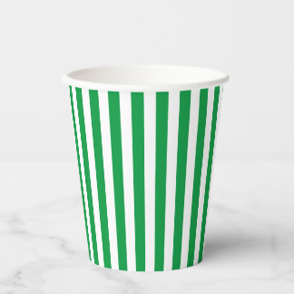Classic Green and White Vertical Striped Paper Cups