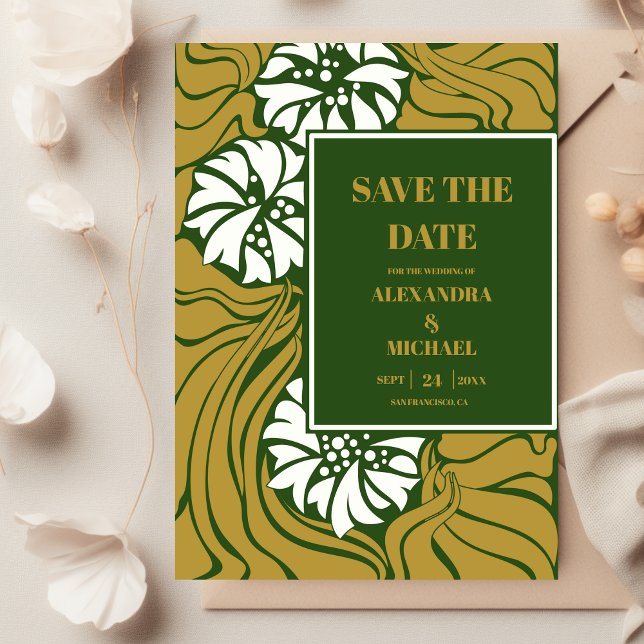 Classic Green Art Nouveau Wedding Save The Date (Creator Uploaded)