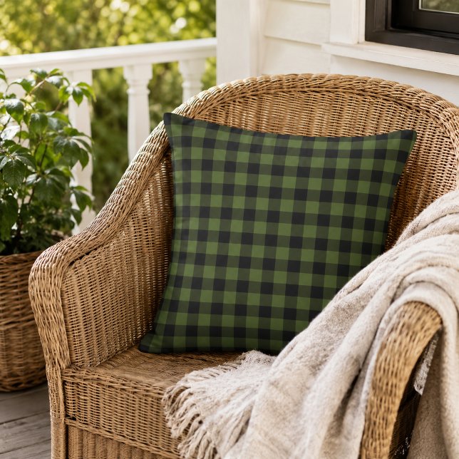Classic Green Black Buffalo Check Plaid Pattern Cushion (Creator Uploaded)