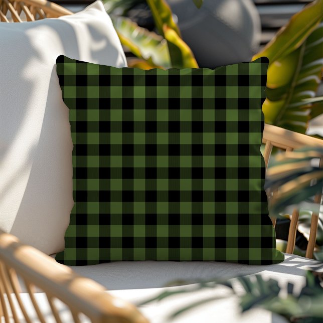 Classic Green Black Buffalo Check Plaid Pattern Cushion (Creator Uploaded)