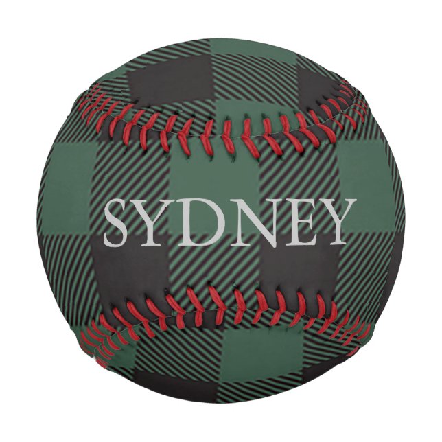 Classic Green Black Buffalo Tartan Plaid Custom Baseball (Front)