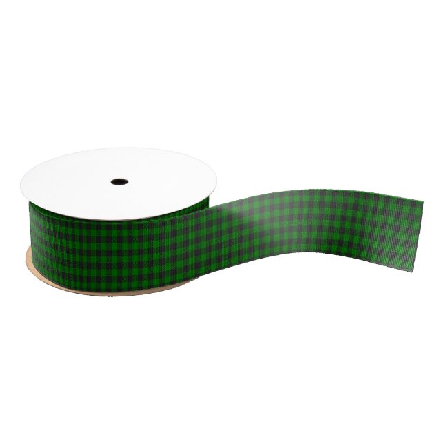 Classic Green Black Check Buffalo Plaid Rustic Grosgrain Ribbon (Spool)