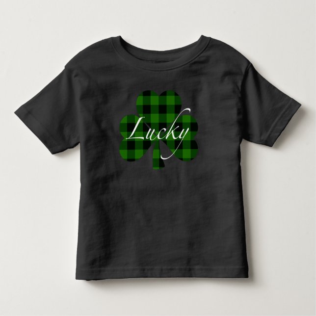 Classic green black plaid shamrock  toddler T-Shirt (Front)