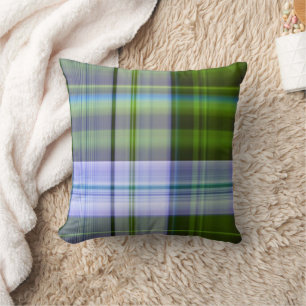 Classic Green Blue Plaid Decorative Pillow