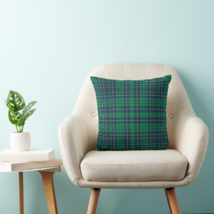 Classic Green Blue Plaid Pattern Cushion