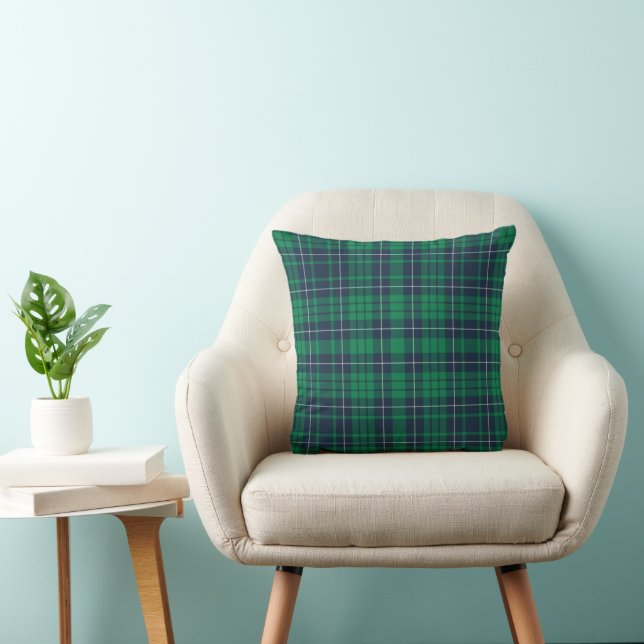 Classic Green Blue Plaid Pattern Cushion (Chair)