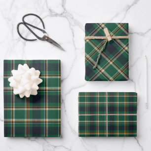 Classic Green Blue Yellow Plaid Wrapping Paper