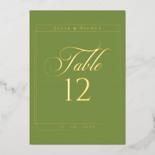 Classic Green Border Wedding Table Number Sign