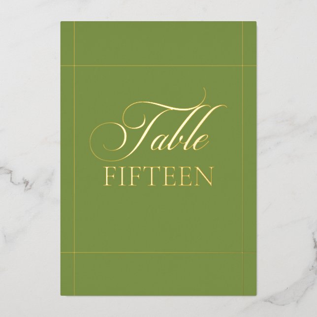 Classic Green Border Wedding Table Number Sign (Front)