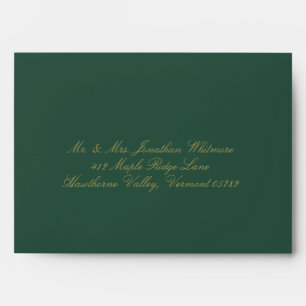 Classic Green Calligraphy Baroque Art Wedding Envelope