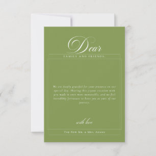 Classic Green Calligraphy Overlay Photo Thank You Invitation
