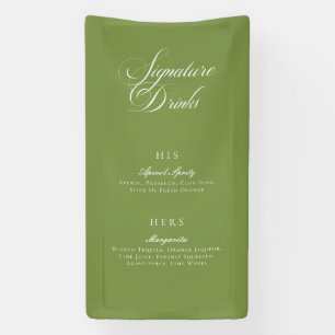 Classic Green Calligraphy Signature Drinks Menu Banner