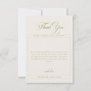 Classic Green Calligraphy Simple Photo Thank You Invitation