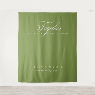 Classic Green Calligraphy Wedding Backdrops Banner Tapestry